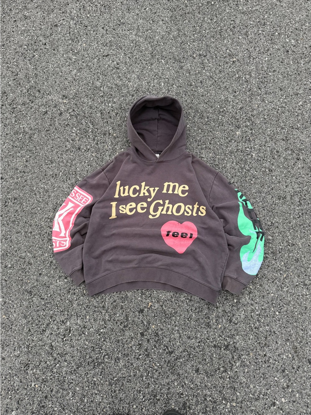 Kanye West Kids See Ghosts Hoodie Mens XL Gray Lucky Me I See Ghosts Puff Print
